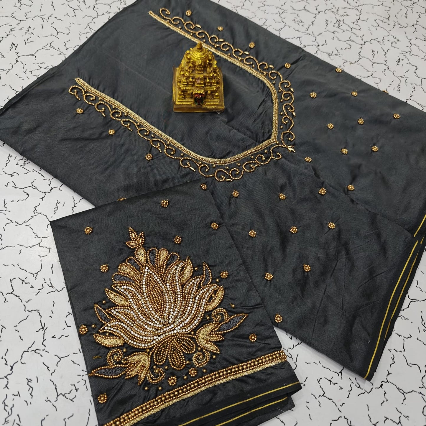 Aari work silk cotton blouse bit