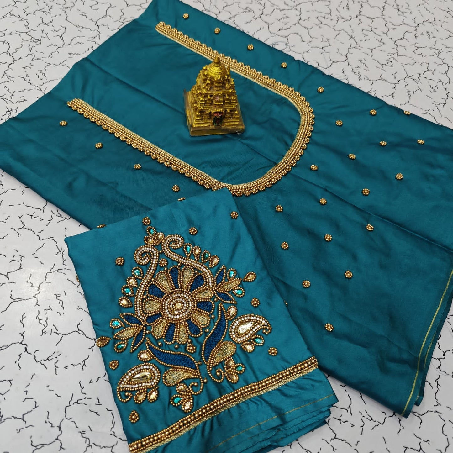 Aari work silk cotton blouse bit