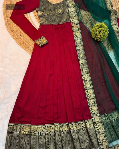 Kanjivaram Silk Gown with Dupatta